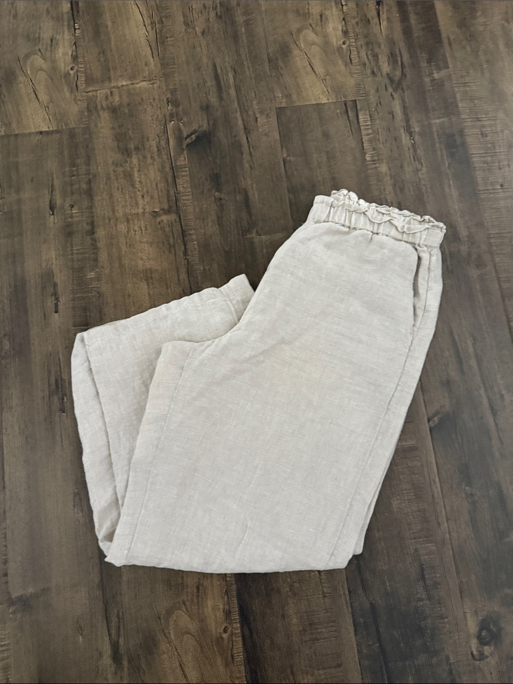 J. Crew Linen Wide Leg Pants in Natural Beige